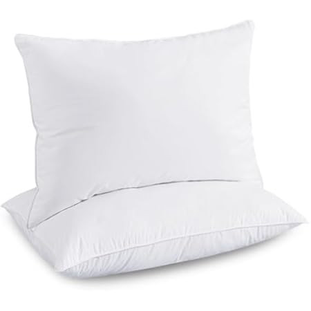 puredown® Goose Feather Down Pillows Standard Size Set of 2, Soft Fluffy Luxury Hotel Collection Pillow, 100% Cotton Cover, Medium Firm Bed Pillow for Back, Stomach or Side Sleeper. | Amazon (US)