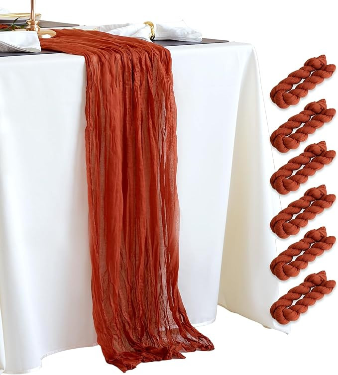6 Pack Terracotta Cheesecloth Table Runner 10ft Boho Rustic Gauze Cheese Cloth Table Runner for W... | Amazon (US)