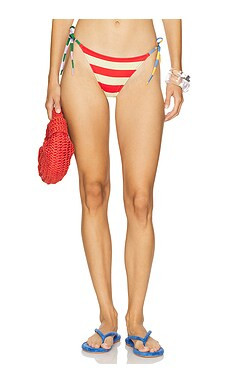 Solid & Striped The Iris Side Ties Bikini Bottom in Lipstick Red, Custard, Marina Blue, & Mango f... | Revolve Clothing (Global)