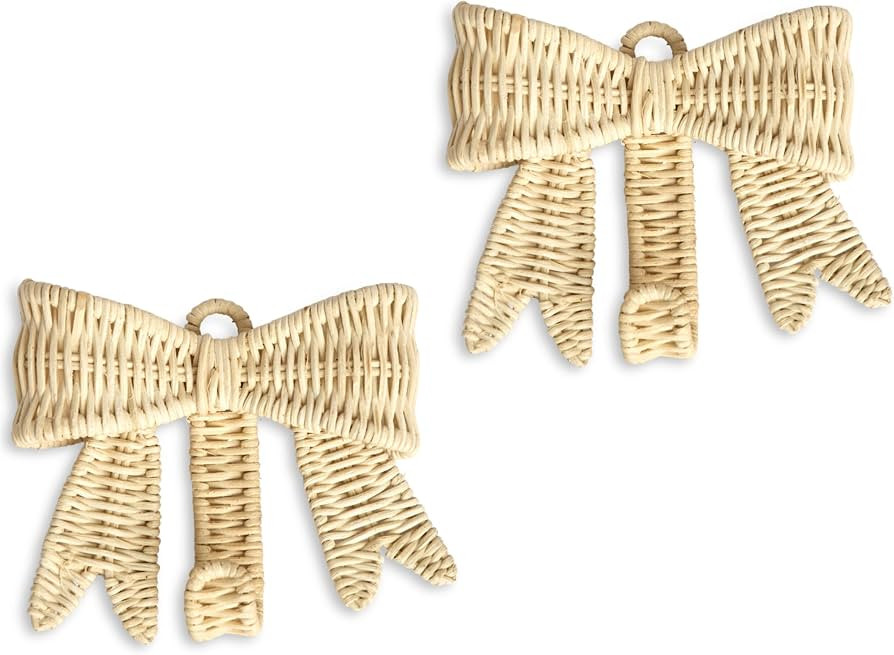 BEBE BASK Handwoven Rattan Bow Wall Hooks Set of Two (5.9 \u00d7 5.1 in) \u2013 Decorative Wall H... | Amazon (US)