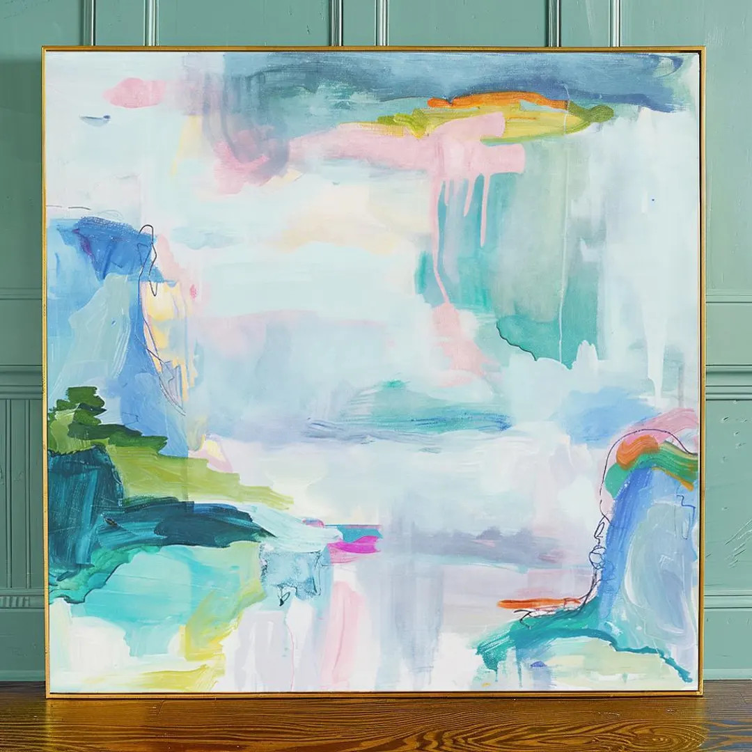 Blue Green Abstract Canvas Wall Art: Chinoiseries Palm Beach Style - Etsy | Etsy (US)