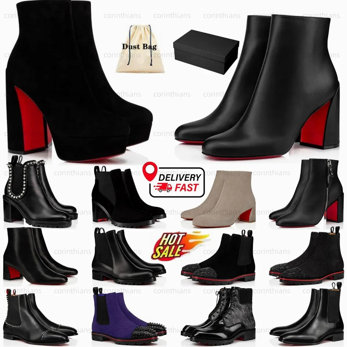Red Womens Boots Bottoms Trendy Men Women Designer Bottom Reds Mens Short Booties Black Platform ... | DHGate