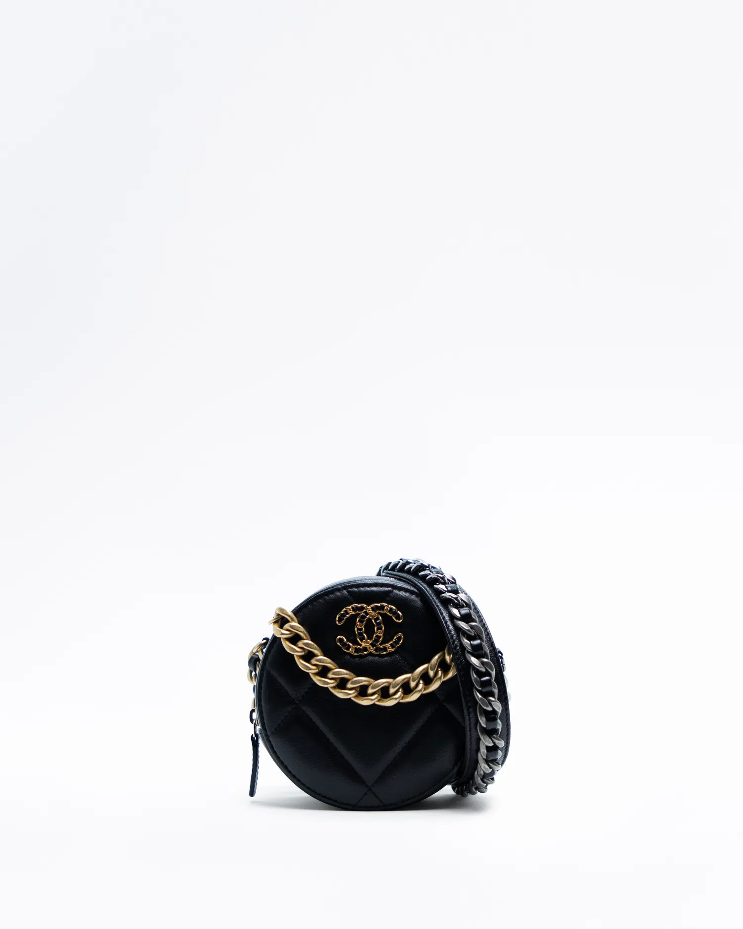 Lambskin Chanel 19 Round Mini Pouch | Vivrelle