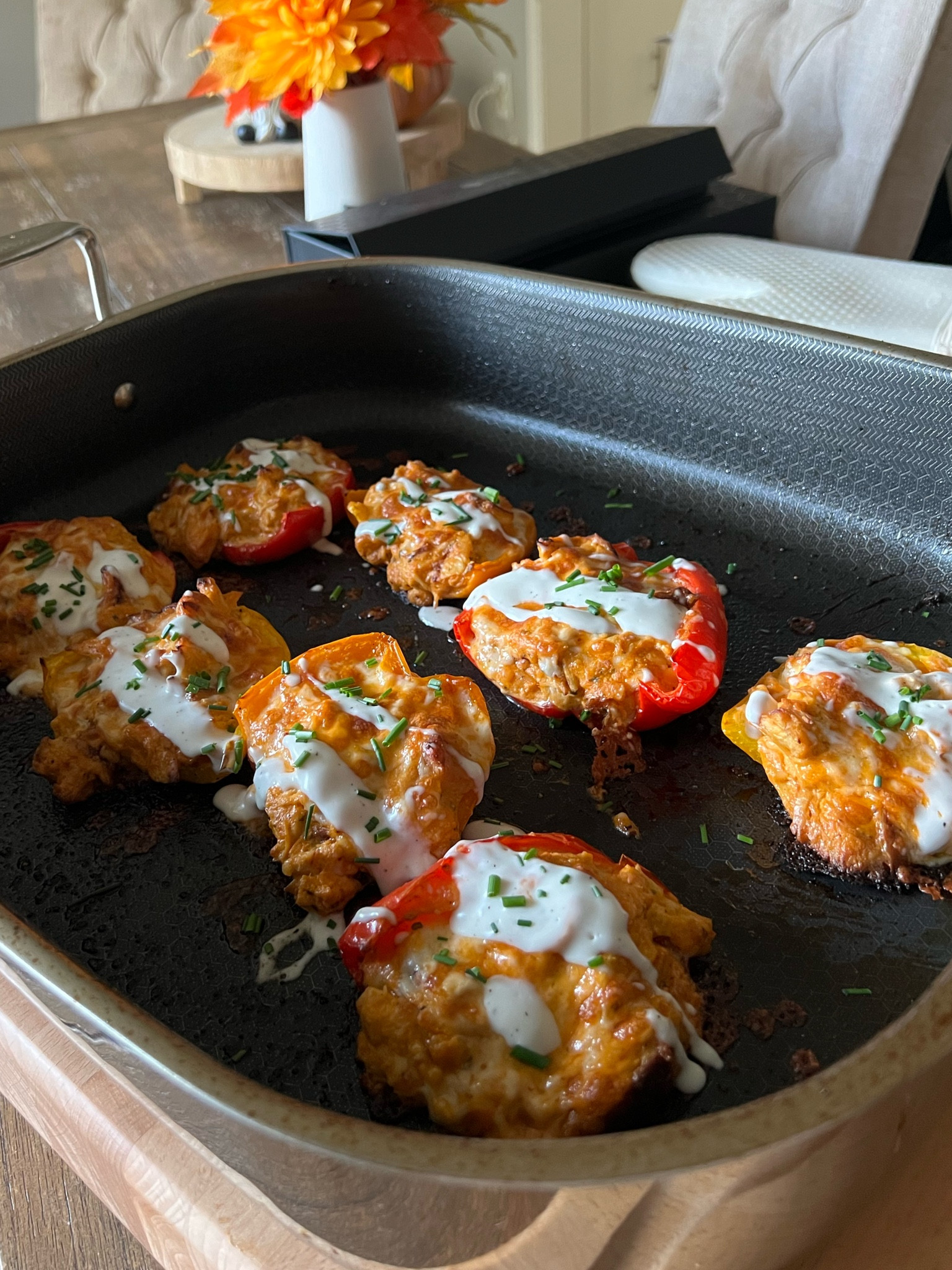 Buffalo Chicken Stuffed Peppers using the HEXCLAD roasting pan and carving board set for Thanksgiving - recipe on my IG @northsouthblonde

#food #cooking #recipe

#LTKHome #LTKSeasonal