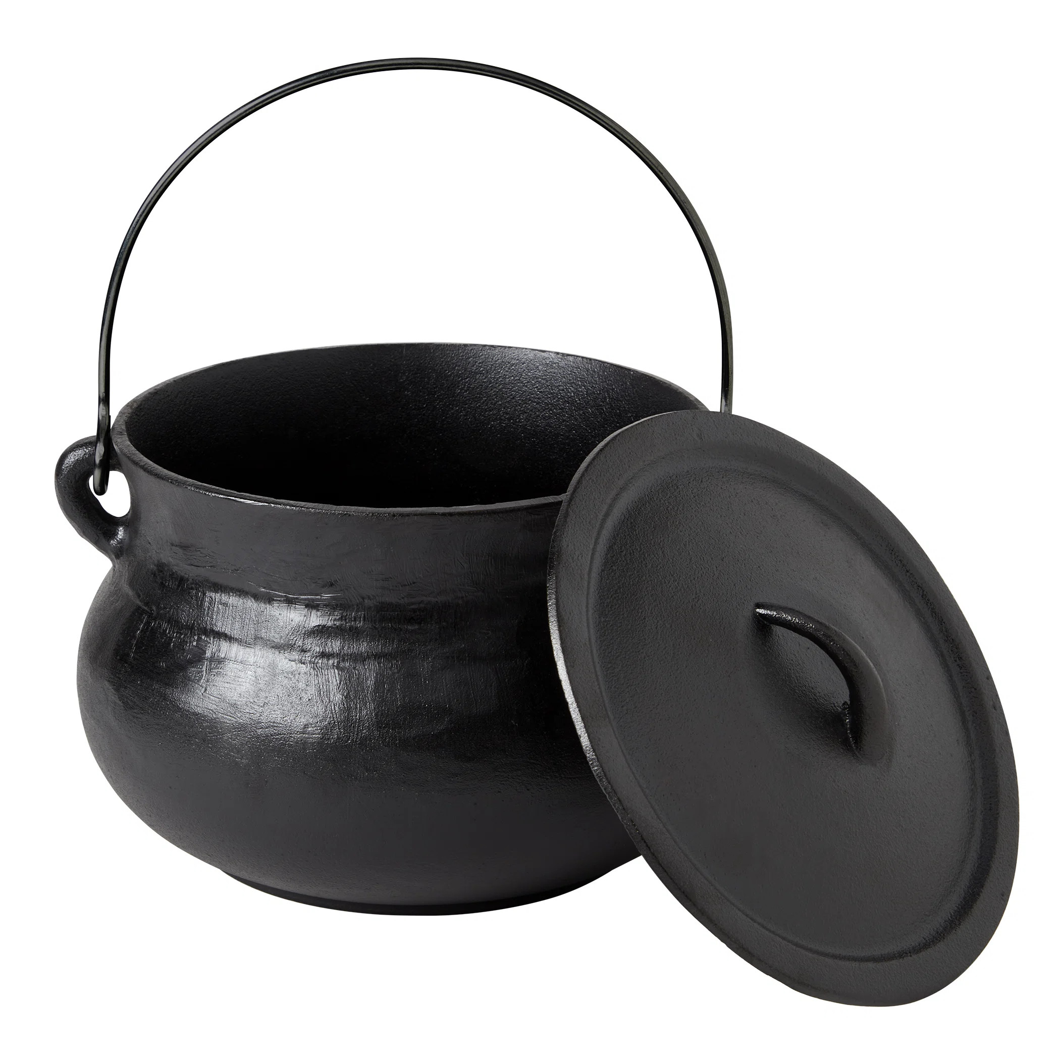 Smith & Clark 4 qt Pre-Seasoned Cast Iron Covered Cauldron with Wire Handle | Birch Lane