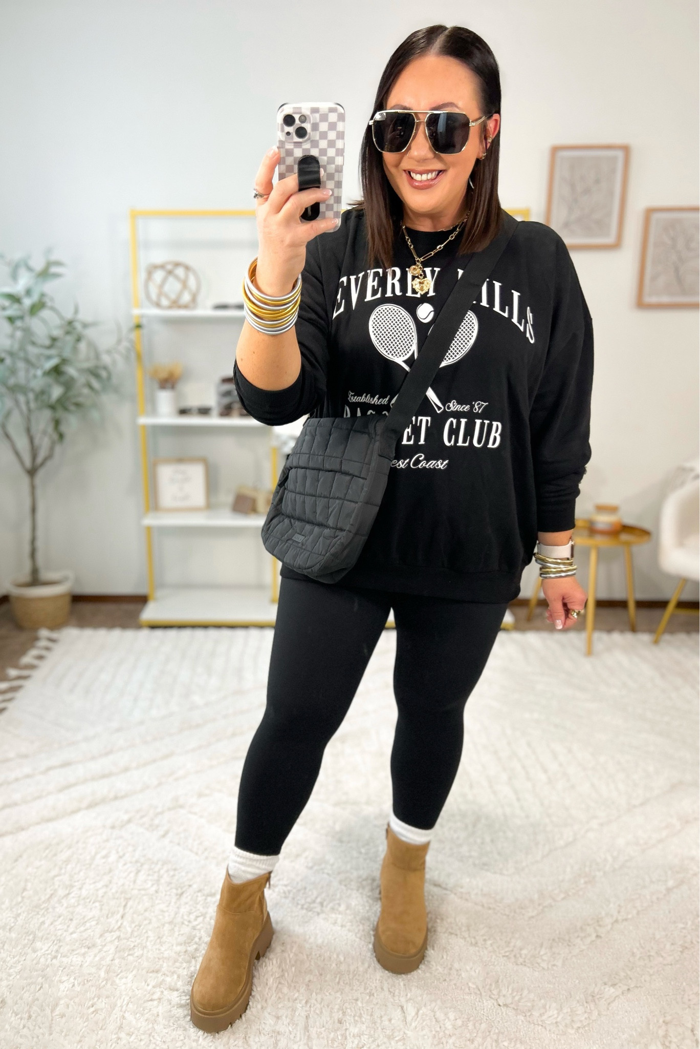New washed crewneck sweatshirt from Walmart!  Has the softest fleece lining!  Other cute graphics available too!  
XXL in mine. 
Large leggings. 
Target socks!
New cozy ankle boots from Walmart!  Such good Ugg look a-likes!

#LTKSeasonal #LTKFindsUnder50 #LTKMidsize