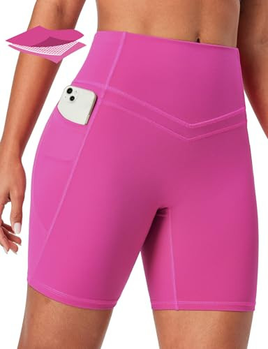 IUGA Compression Biker Shorts Women Tummy Control with Pockets Workout Shorts High Waisted Yoga Running Gym Short Spandex | Amazon (US)