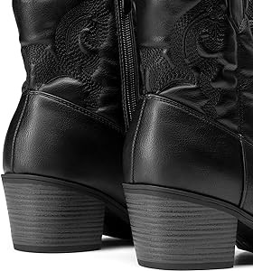 DREAM PAIRS Women's Western Cowboy Cowgirl Embroidered Ankle Boots Fashion Low chunky Heel Round ... | Amazon (US)