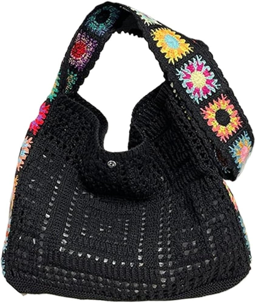 Women Knitted Shoulder Bag Crochet Tote Bag Large Capacity Fashionable Handbag Weaving Crossbody ... | Amazon (US)