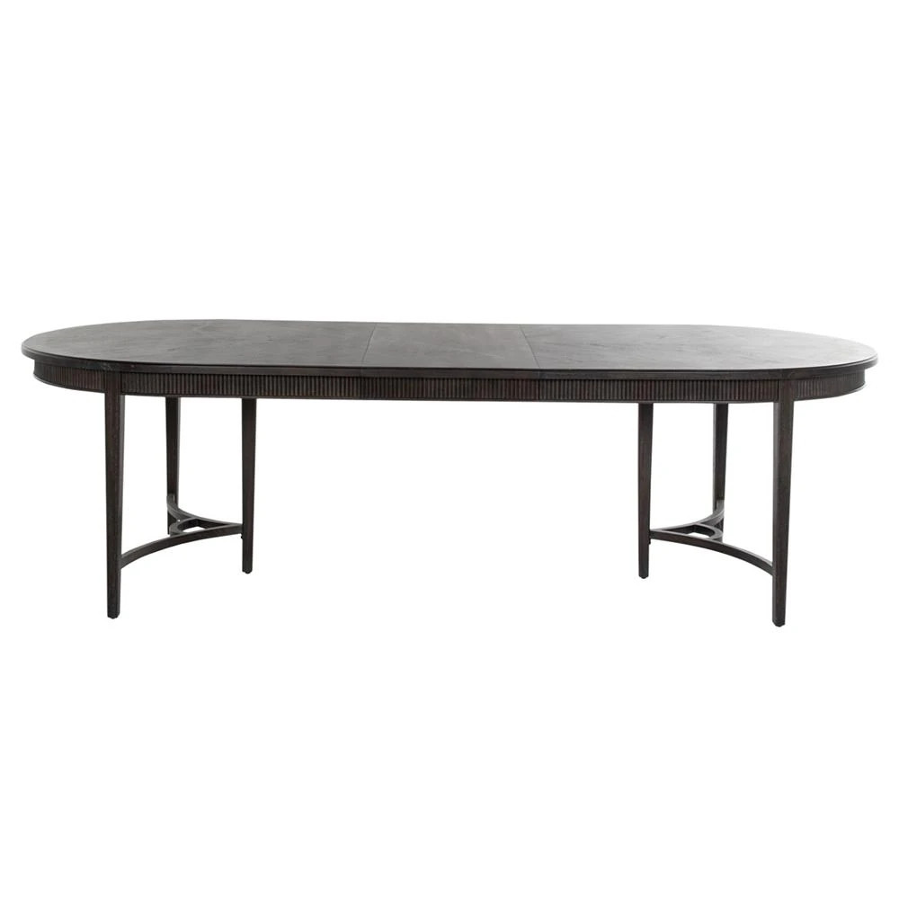 Whitlock Black Wood Patterned Extendable Oval Dining Table - 86-106"W | Kathy Kuo Home