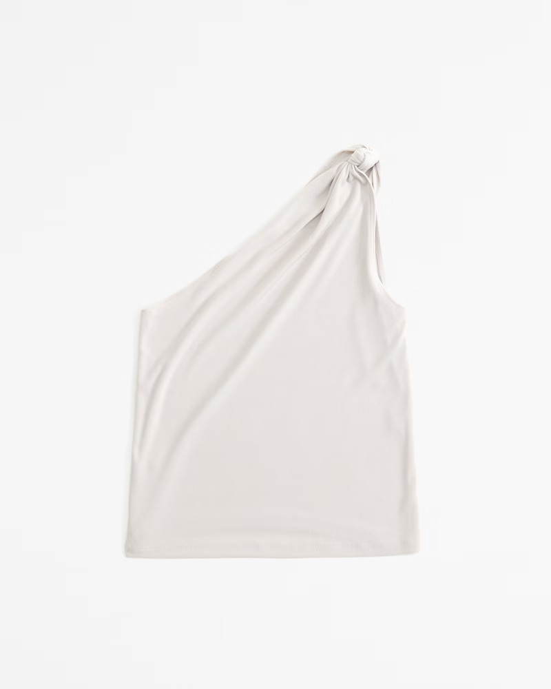 Asymmetrical Glossy Rib Knotted Top | Abercrombie & Fitch (US)