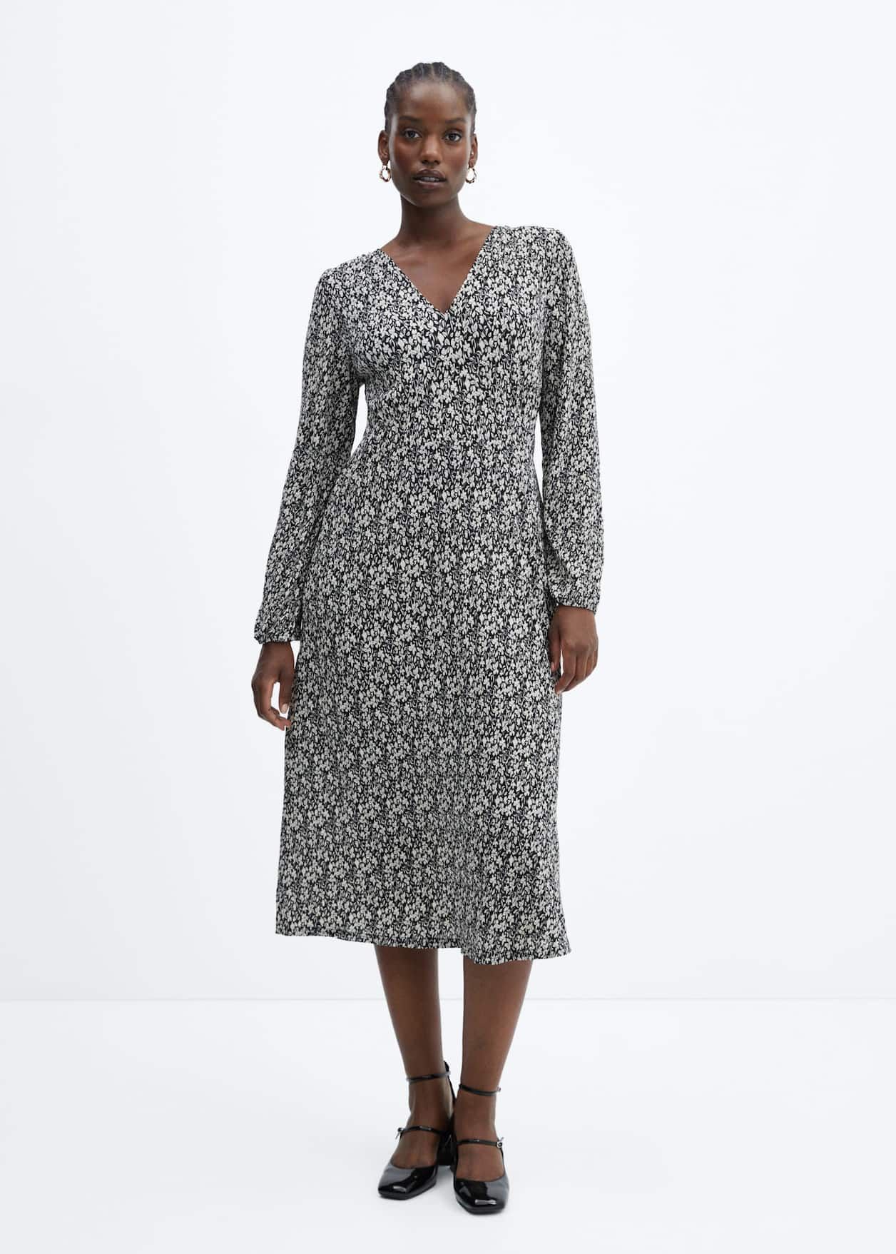 Printed textured dress -  Women | Mango USA | MANGO (US)
