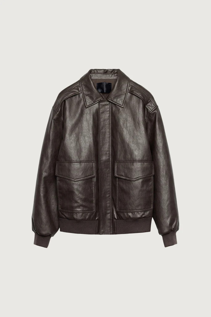 VEGAN LEATHER BOMBER JACKET | OAK + FORT