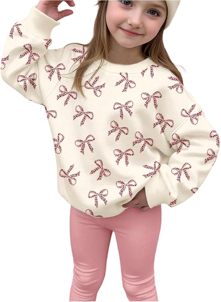 Girl's 2 Piece Outfits Bowknot Leopard Graphic Sweatshirt and Leggings Pants Clothing Set | Amazon (US)