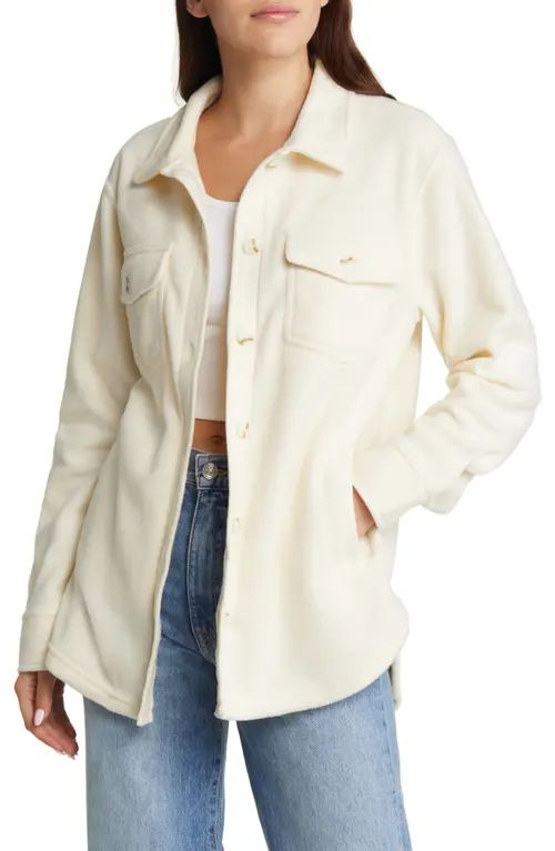 Thread & Supply Plaid Polar Fleece Shacket in Ivory at Nordstrom, Size X-Small | Nordstrom