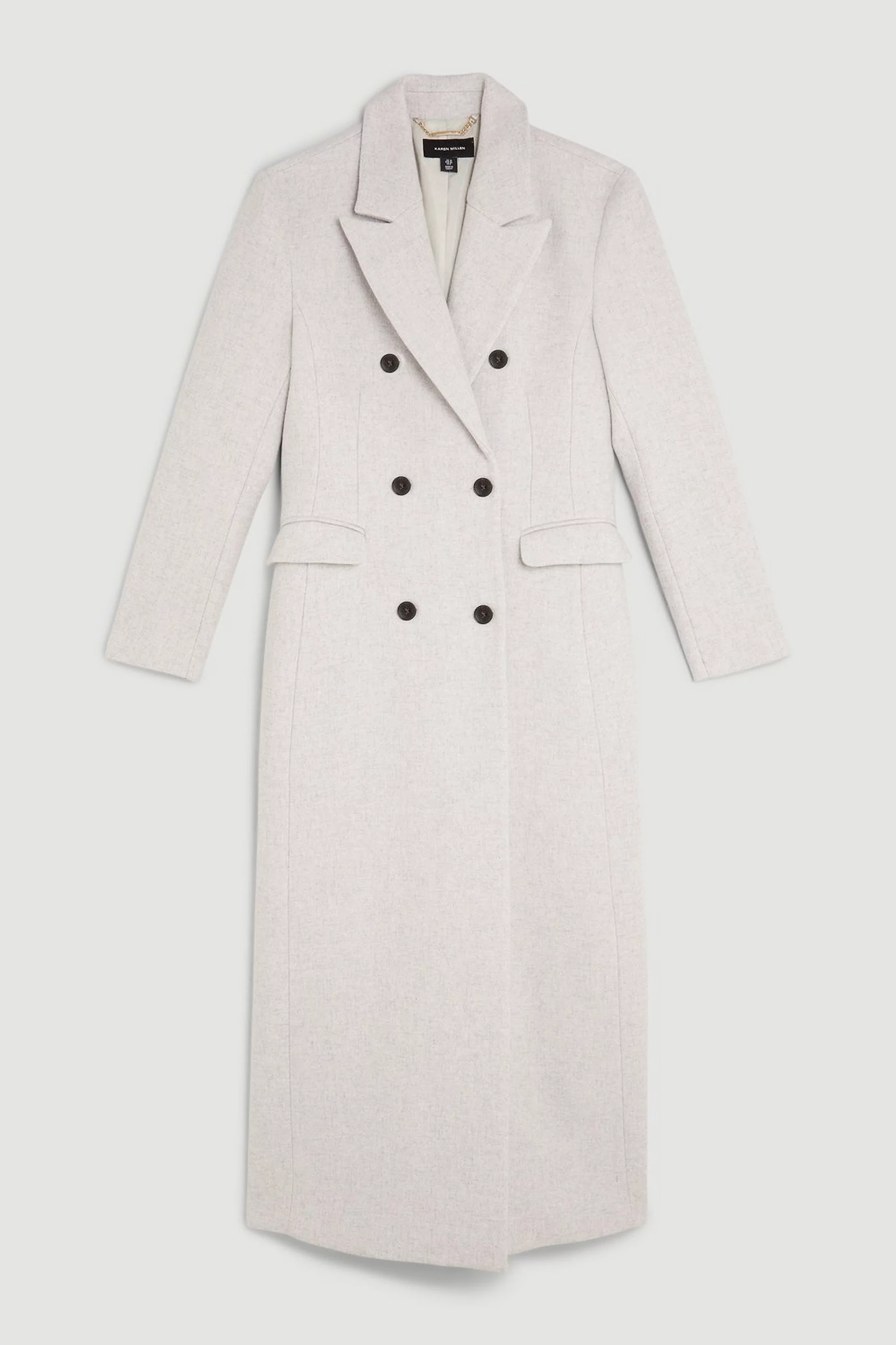 Italian Manteco Wool Maxi Double Breasted Tailored Coat | Karen Millen UK + IE + DE + NL
