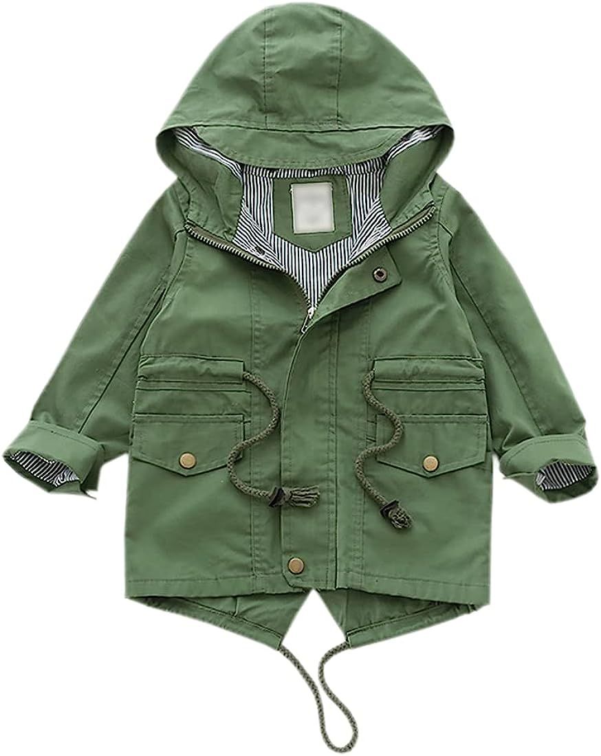 SHOOYING Girls Hooded Fall Cotton Lined Jacket Outdoor Windbreaker Coat | Amazon (US)
