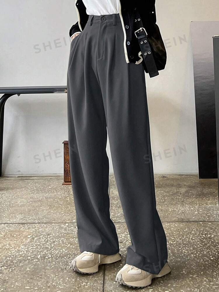 DAZY Casual Business Solid Color Straight-Leg Pants | SHEIN USA | SHEIN