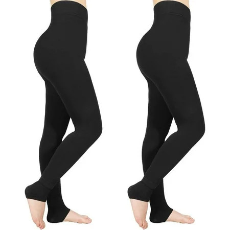 Women s Leggings 2-Piece Winter Warm Leggings Lined with Fleece High Waist Opaque Leggings Elastic Pants for Yoga and Exercise | Walmart (US)