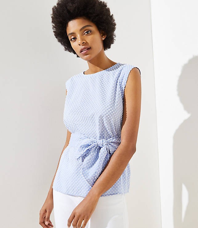 Swiss Dot Wrap Waist Top | LOFT