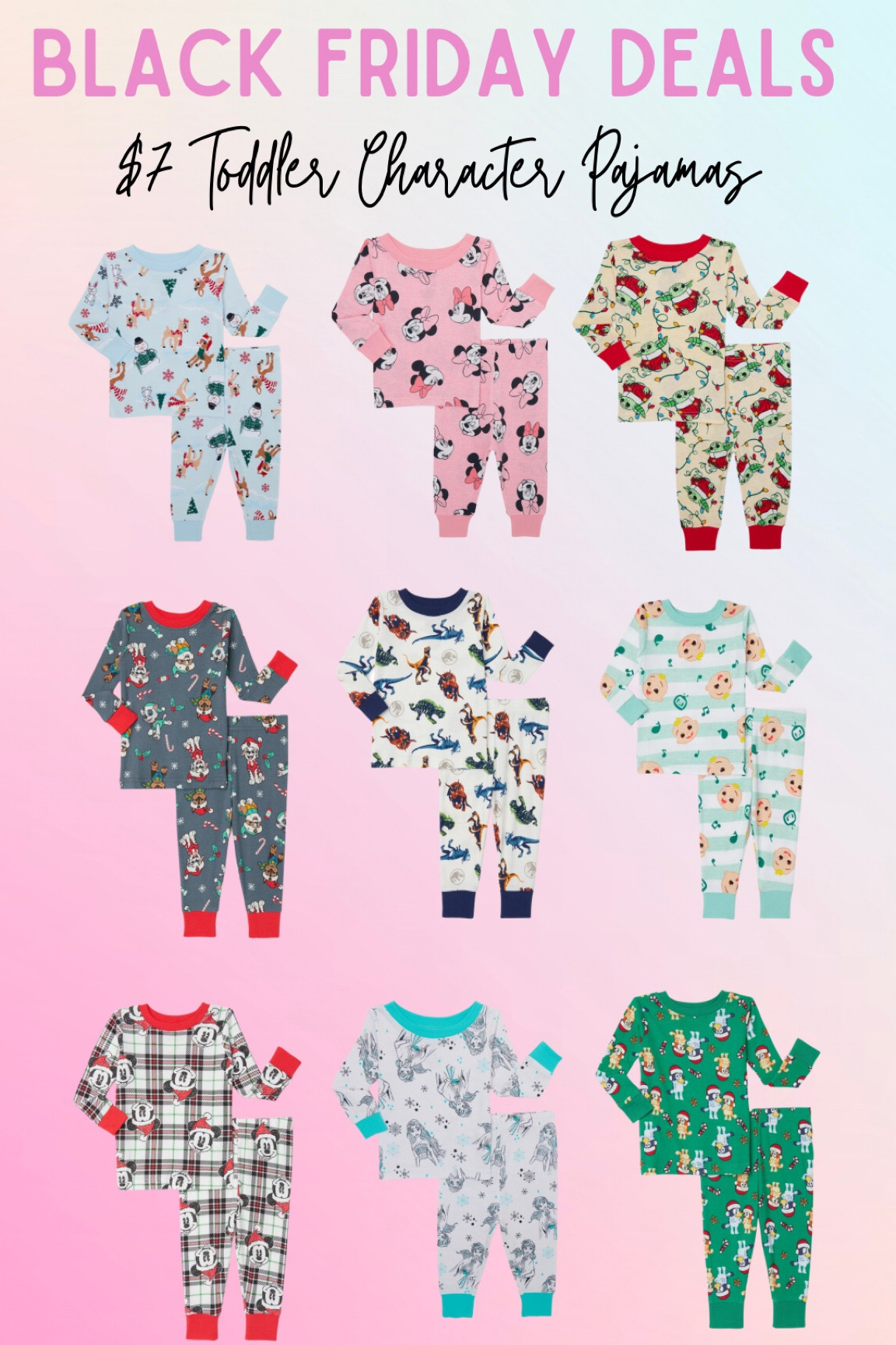Great gift idea. 12 month- 5T 
$7 character pjs Christmas and non seasonal. 
Cocomelon, baby Yoda, Mickey Mouse, Minnie Mouse, Bluey, Rudolph, Jurassic Park, Dinosaur pajamas 
Black Friday Deal 🚨

#LTKHoliday #LTKkids #LTKCyberweek