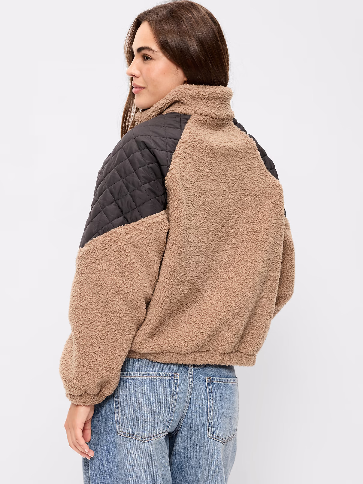 Loose Sherpa Mixed-Media Pullover | Old Navy (US)