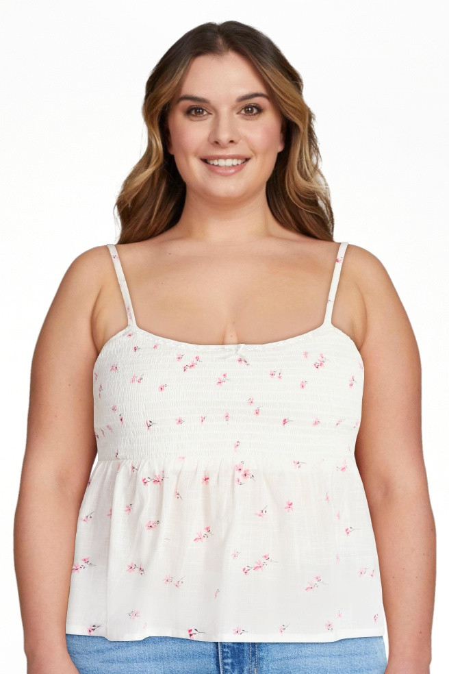 No Boundaries Cotton Smocked Baby Doll Tank Top, Women's XXS-XXXL | Walmart (US)