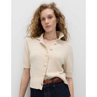 M&S Cotton Rich Textured Cropped Cardigan Natural | Marks & Spencer (UK)