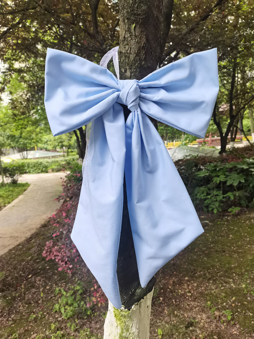 Custom 1pc Baby Blue Bow, Bed Bow, Pew Bow, Nursery Bow, Wedding Bow, Rustic Bow, Curtain Tie Bac... | Etsy (US)