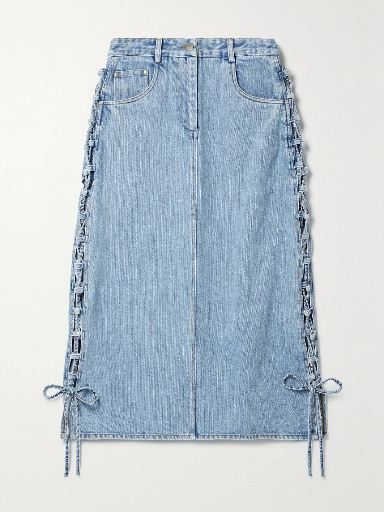 Sea - Flyn Lace-up Denim Maxi Skirt - Blue | NET-A-PORTER (US)