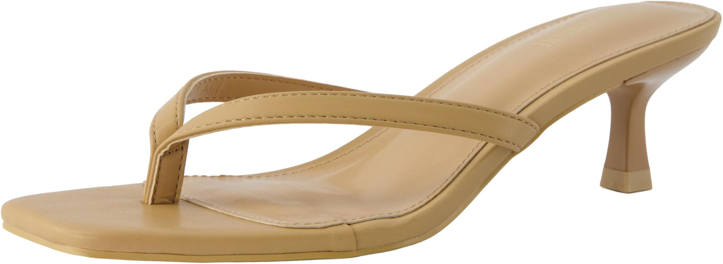 CUSHIONAIRE Women's Miami Kitten heel thong sandals +Memory Foam, Wide Widths Available, Smooth Tan 8.5 | Amazon (US)