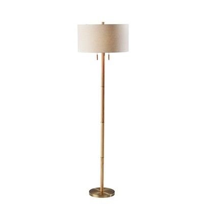 Madeline Floor Lamp Natural Rubberwood Antique Brass - Adesso | Target