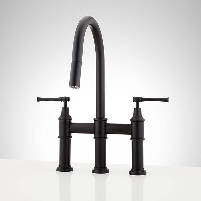 Signature Hardware 455766 Hurston 1.8 GPM Double Handle Bridge Pull-Down Kitchen Faucet | Amazon (US)