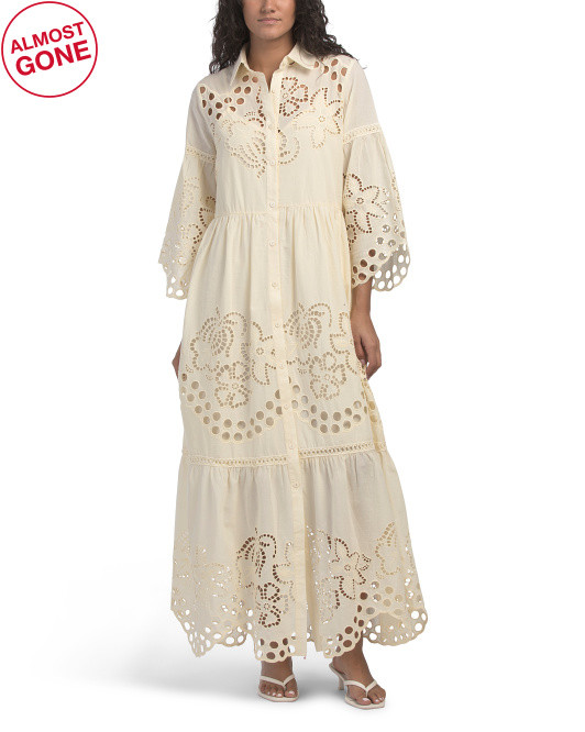 Long Sleeve Laser Cut Maxi Dress | TJ Maxx