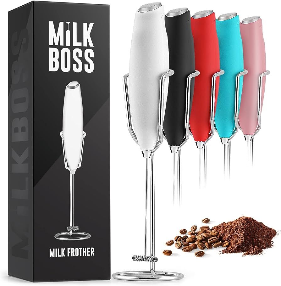 Milk Boss Powerful Milk Frother Handheld With Upgraded Holster Stand - Coffee Frother Electric Ha... | Amazon (US)