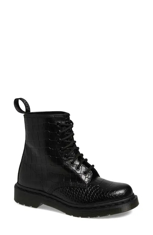 Dr. Martens 1460 Croc Embossed Combat Boot in Black at Nordstrom, Size 11Us | Nordstrom