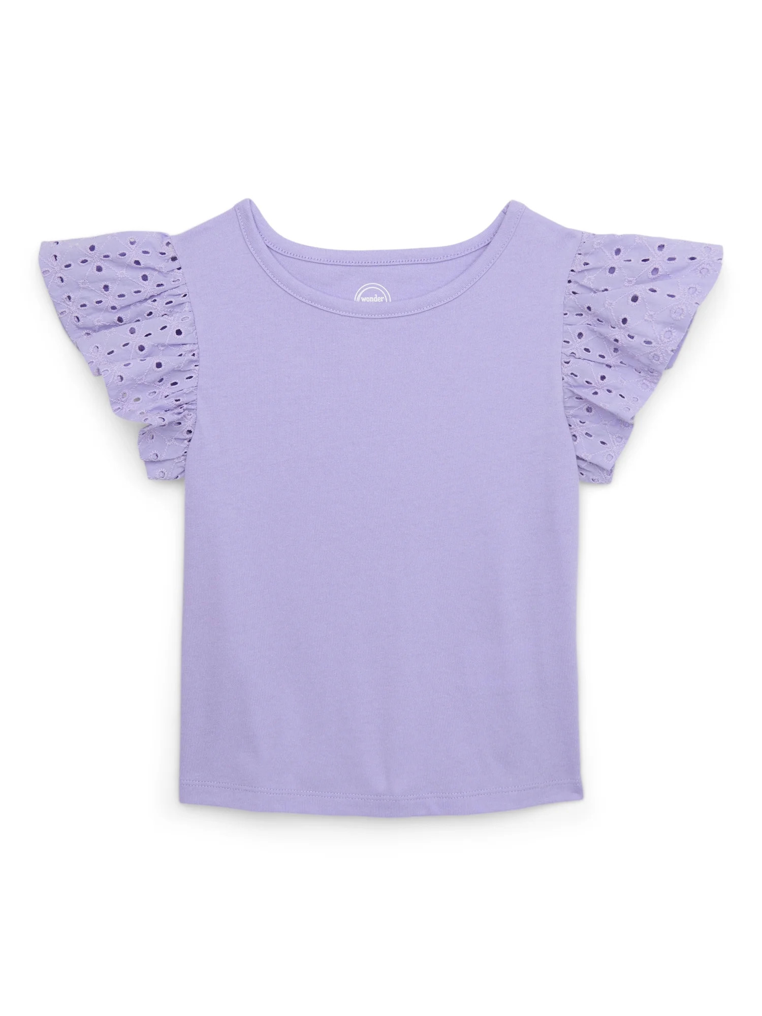 Wonder Nation Girls Eyelet Sleeve Top, Sizes 4-18 & Plus | Walmart (US)