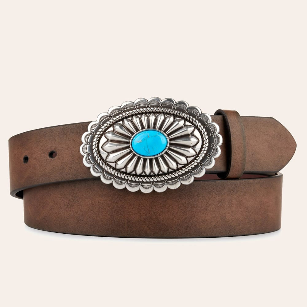Ariat Women's Brown and Oval Buckle with Turquoise Center Belt | Cavender's