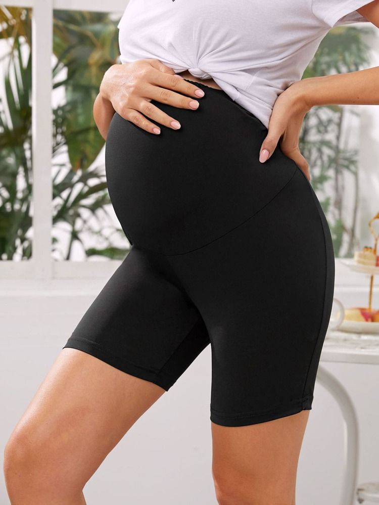 SHEIN Maternity Solid Biker Shorts | SHEIN