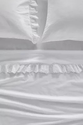 Loren Embroidered Percale Sheet Set | Anthropologie (US)