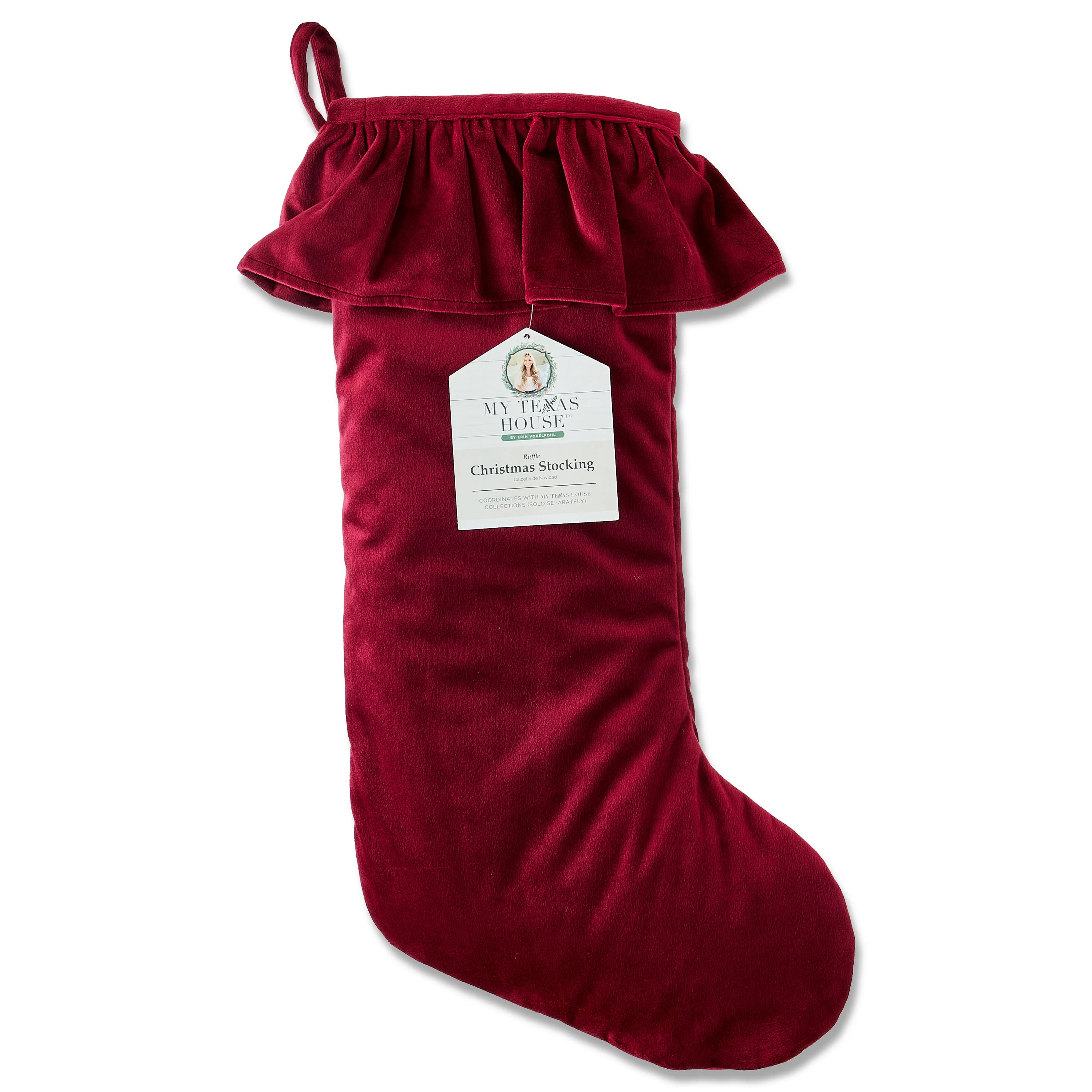 Red Ruffle Christmas Stocking, 20", by My Texas House | Walmart (US)