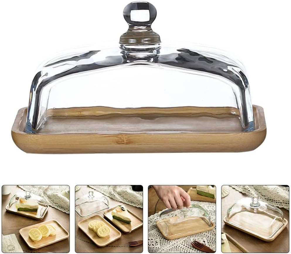 Butter Dish with Glass Lid- 18X12X10CM Clear Butter Tray for Refrigerator& Counter for Butter, Bl... | Amazon (UK)