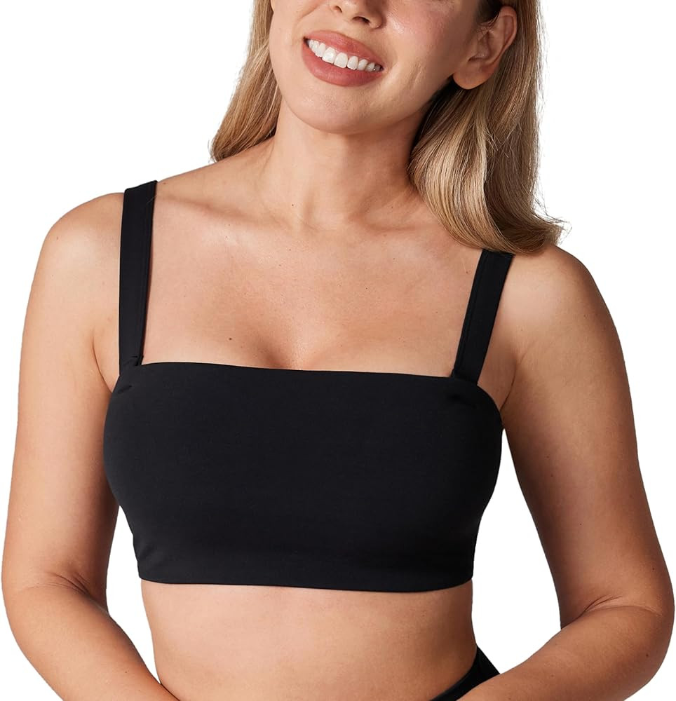 Hugcurve Women's Convertible Sports Bra Bandeau Strapless Tube Top Padded Wireless Yoga Workout | Amazon (US)