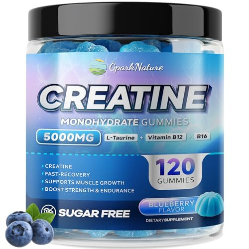 Creatine Monohydrate Gummies Complex 5000MG, 6X Energy & Muscle Support Pre-Workout Supplements for Women & Men, Enhance Strength, Advanced Formula Creatine, L-Taurine, B12, B6, Sugar Free, 120pcs | Amazon (US)