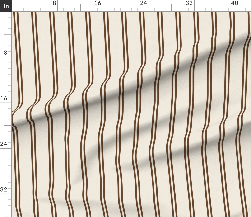 Fabric in Granny chic Double Shadow brown Stripes - textured Nilla vanilla | Spoonflower