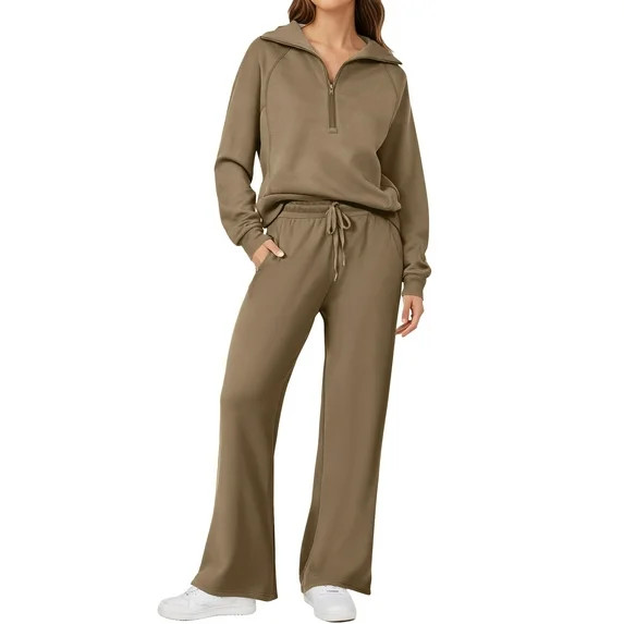 UVN Outfit Sets for Women 2 Piece Sets Winter Casual Tracksuit Long Sleeve Lounge Set Outfits wit... | Walmart (US)