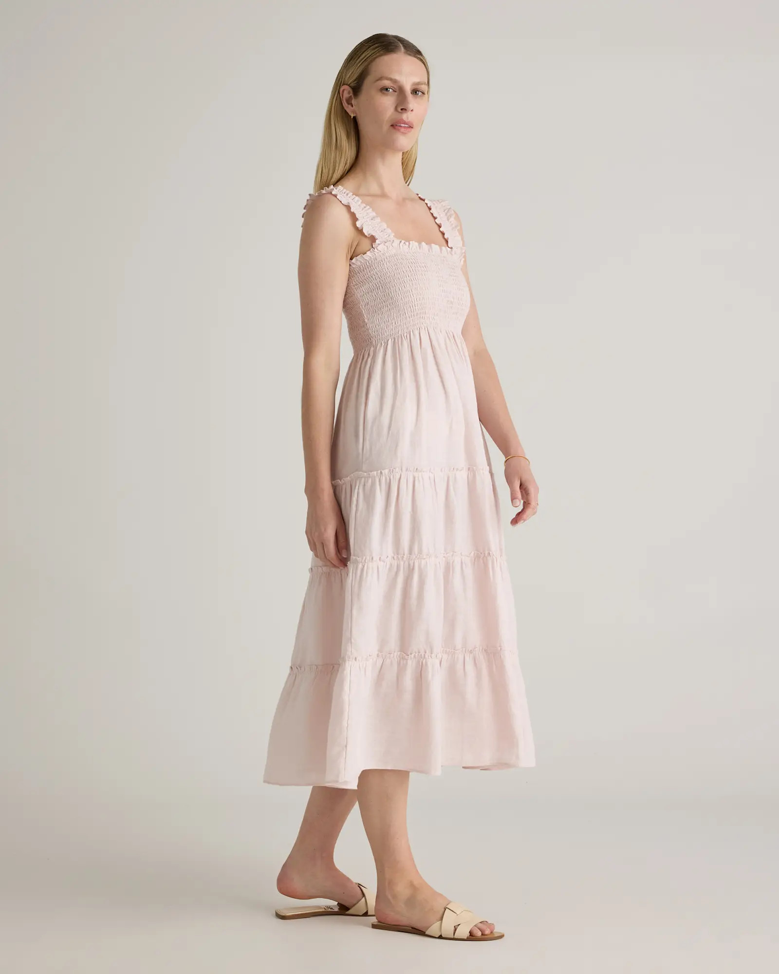100% European Linen Smocked Midi Dress | Quince