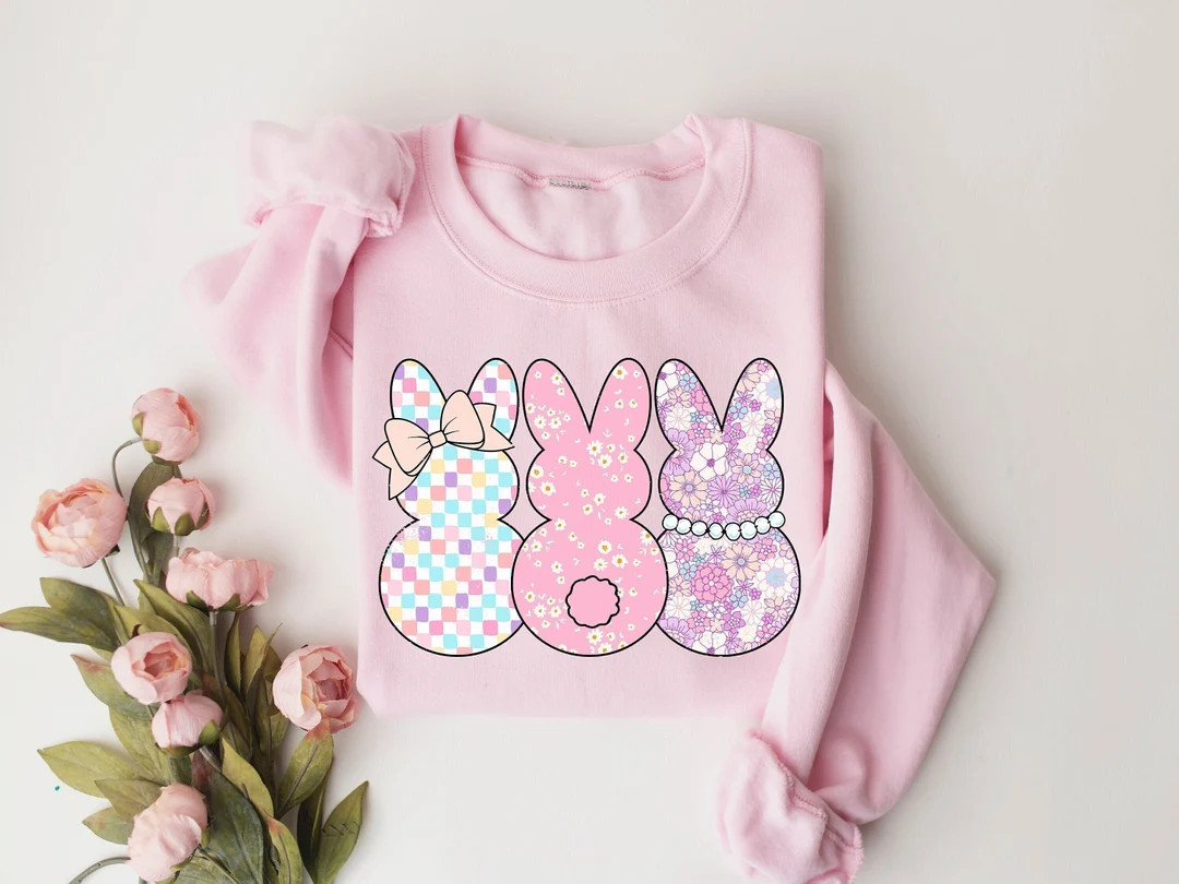 Womens Easter Sweatshirt, Cute Easter Bunny Shirt, Easter Gift, Easter Outfit, Easter Bunny Peeps... | Etsy (US)