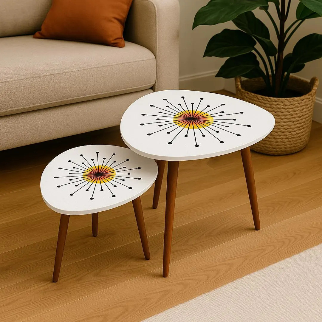 Mid Century Modern Nesting Tables Retro Atomic Starburst Side Table Vintage Triangle Accent Table... | Etsy (US)