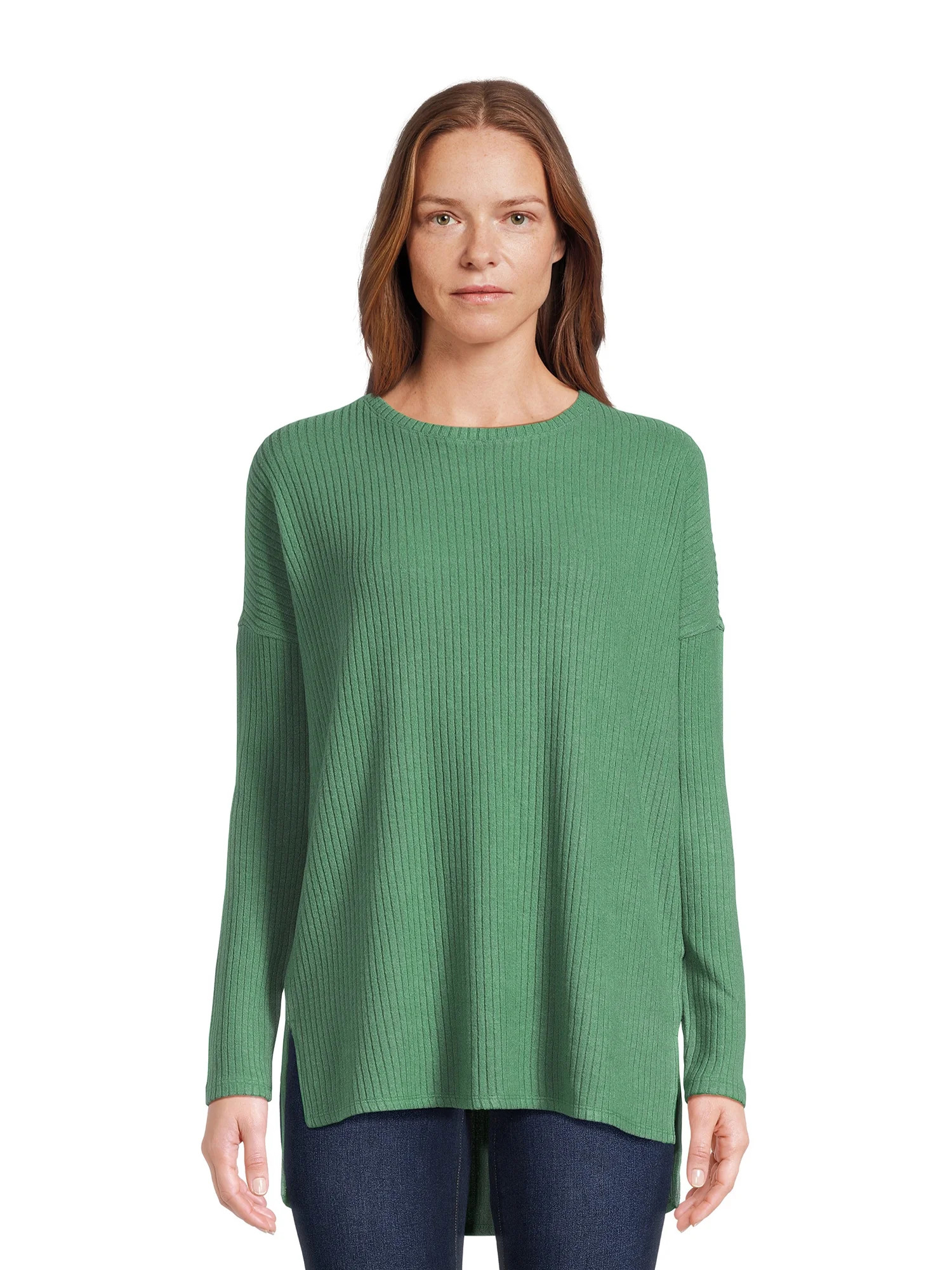 Time and Tru Women's Ribbed Tunic Top, Sizes S-XXXL | Walmart (US)
